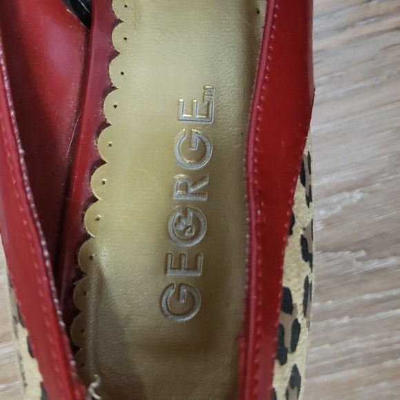 (7) George Leopard Print Peep Toe Heels Business Casual Animal - Picture 4 of 14